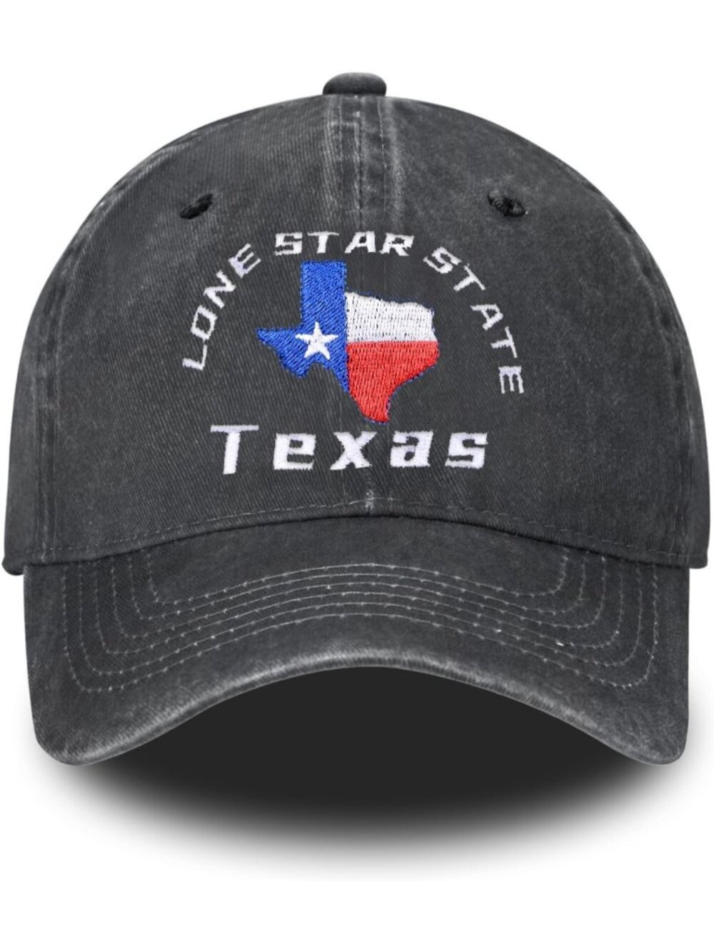 Unisax Black Texas Embroidered Vintage Adjustable Washed Distressed Baseball Hat